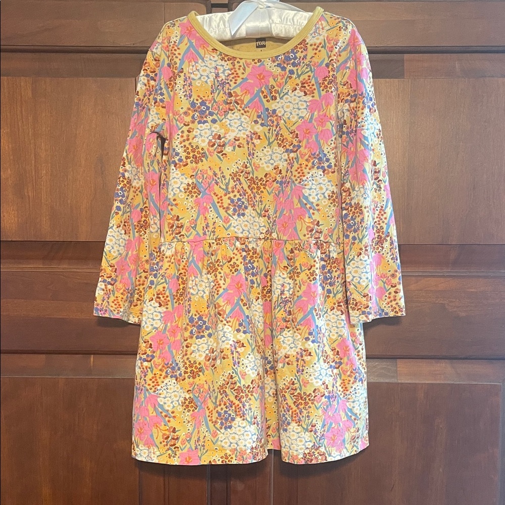 Tea Collection Pink and Yellow Floral Kids Dress